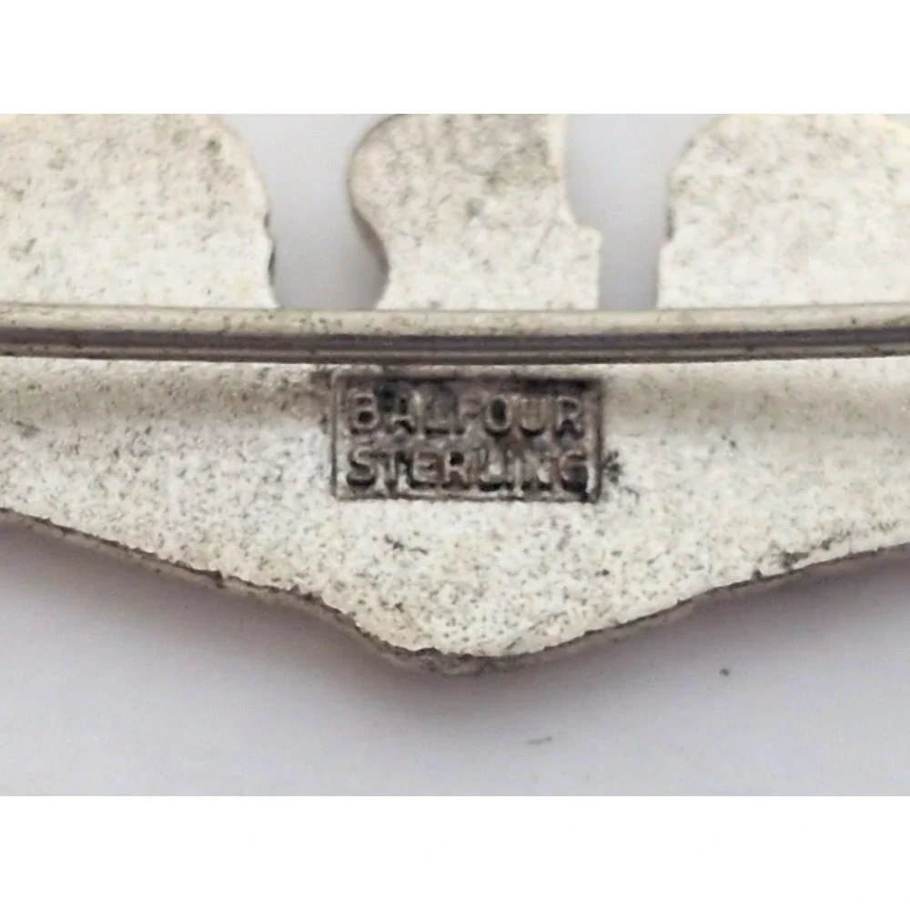 VTG Balfour Sterling Silver US Navy Submarine Dolphin Badge Pin I-B Pinback